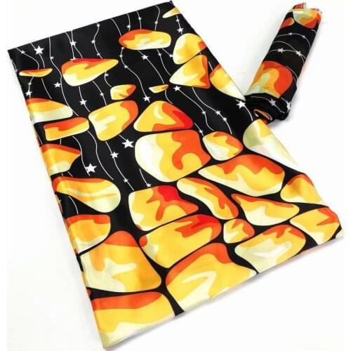 Fashion Soft African Satin Silk Wax Fabric Prints 2021 Latest 2+4Yards Soft Chiffon Silk Fabric For Patchwork TV530-5