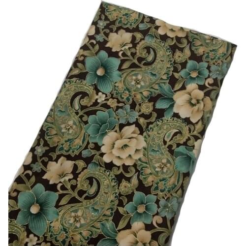 Brand New Gold Stamping Glitter Lucky Ruyi Flower Printed Cotton Fabric 50x105cm Design 018 Fabric Patchwork for Cloth Dress Par