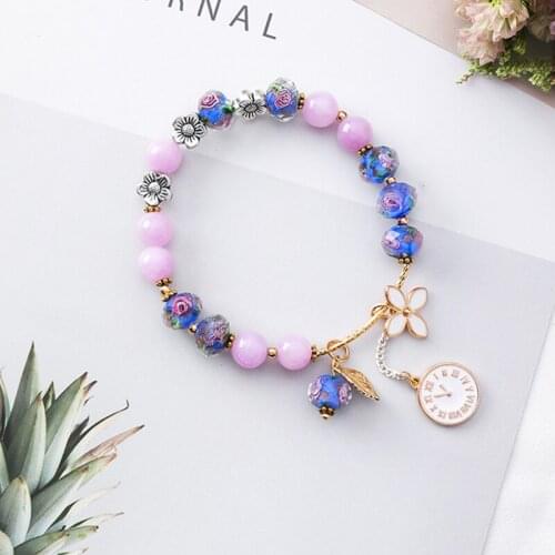 Fresh and simple multi-color Bracelet Bohemian wind natural crystal glass retro trend bracelet Jewelry