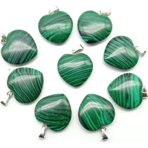 Natural stone Quartz Crystal Turquoises opal tiger eye Heart-shaped pendants for diy jewelry making necklace Accessories10pcs Q9