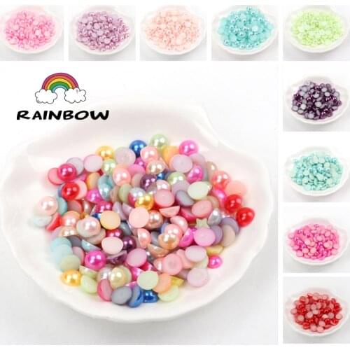 3/4/5/6/8/10/12/14mm Half Round Acrylic Imitation Flatback Pearl Beads for Jewelry Making Nail Art Phone Dec