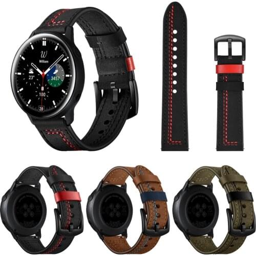 Watchband for Samsung Galaxy Watch 4 44mm /Classic 46mm 42mm High-quality Genuine Leather Strap for Active 2 40mm 44mm Wristband