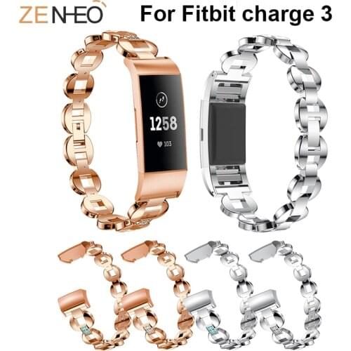 For Fitbit Charge 3 Wristband Luxury Watch Band Rhinestone Metal Bracelets For Fitbit Charge 3 watch strap Replacement Straps