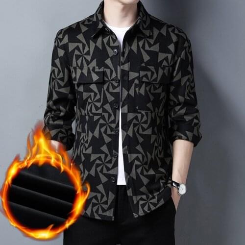Plus Velvet Thick Warm High-End Luxury Tooling Long Sleeve Men Shirt New2020 Quality Fashion Casual Loose Camisa Masculina M-3XL