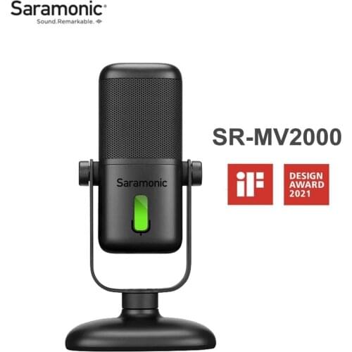 Saramonic SR-MV2000 USB-C Mobile Phone Universal Desk Microphone Mic Recording Real Time Play Back Monitor Type-c