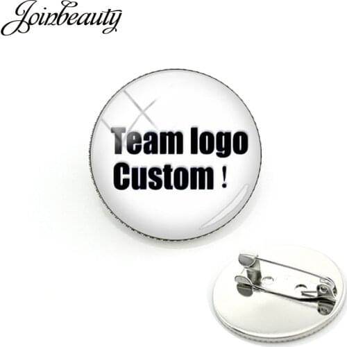 JOINBEAUTY Charm Custom Team logo Custom Photo Brooch Glass Cabochon Jewelry Pin For Team Souvenir Gift NA01