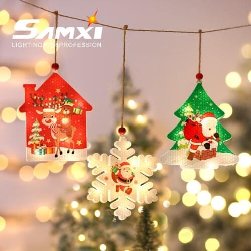 LED Holiday Light Christmas Decoration String Lights Home Decor Accessories Santa Claus Pendant Lamp Christmas Snowman Ornaments