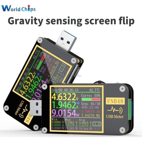 USB Voltmeter Ammeter Current Voltmeter Capacity Tester QC4 + PD3.0 2.0 PPS Fast Charging Protocol Blutooth Remote Control