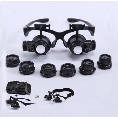 20X Headband LED Light Eye Glasses Magnifier for Optical Lens Glass Magnifier Loupe Watch Jewelry Repair Tool Watchmaker Jeweler