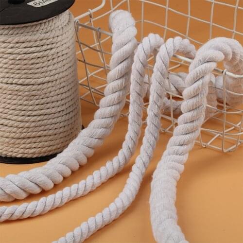 2meter Beige 100% Cotton Three twisted Rope String Cord Twine Sash Craft 5mm-20mm Cotton Thick Cords For Handmade Decorative