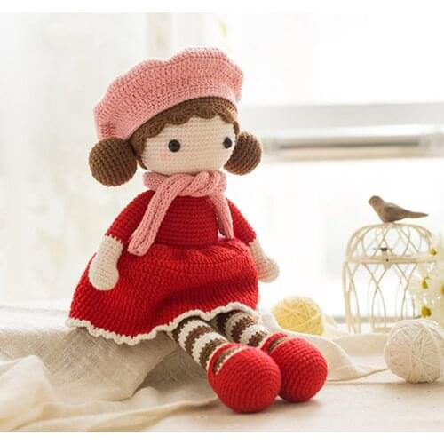 Knitting Dolls Kid Girls Birthday Gift Crochet Yarn Soft Cotton Toys Photography Prop Handmade Knitted Toy (finished product)