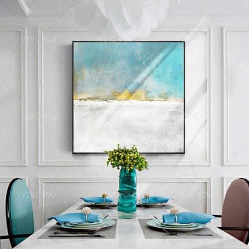 High Quality Gray Blue Sea View Abstract Best Art Oil Painting Canvas Handmade Painted Home Decor Artwork