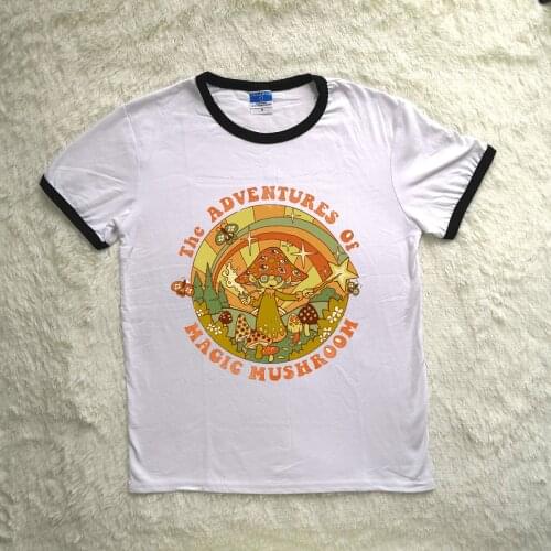 Hillbilly 2018 Magic Mushroom Vogue Printed Edge Women Tshirt Vintage Shirts Harajuku Summer Top Short Sleeve T shirt Women Tee