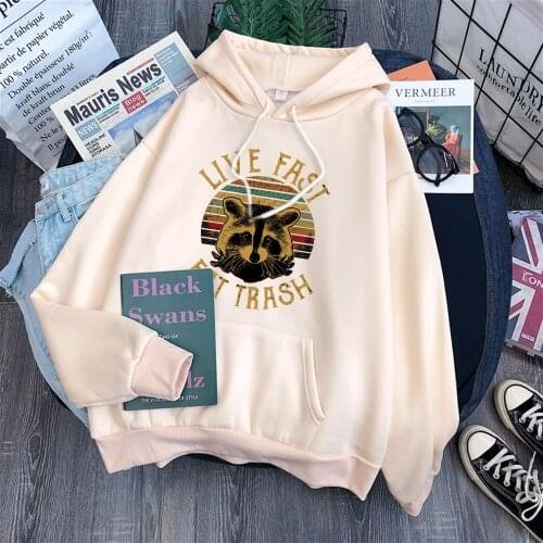 Live Fast Eat Trash Prints Womans Sweatshirt Soft Brand Clothed Comfortable Casual Autumnhoodies Thermal Vintage WomenS Hoodie