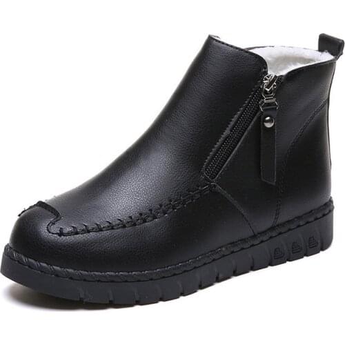 Shoes Woman Winter Warm Fur Ankle Boots For Women Snow Boots Leather Sneakers Black Fur Snow Shoes Female Booties rtg5