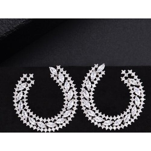 LARRAURI Elegant Charms Full Mirco Paved Microl Zirconia Earring For Women Bridal Dress Wedding Everyday Earring Fashion Jewelry