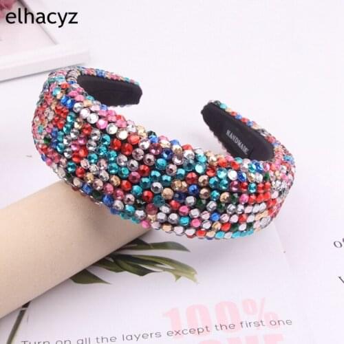 2021 New Full Crystal Baroque Rhinestone Headband Luxury Diamante Hairband For Women Bridal Padded Wedding Accessories Christmas