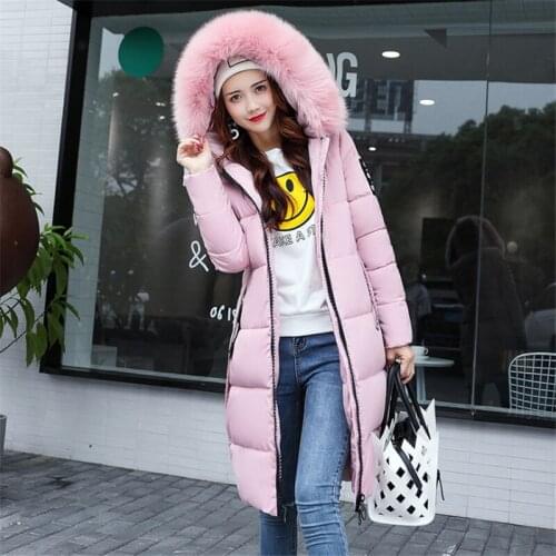 Winter Womens Mid-Long Thick Parka Jacket Ladies Zip Fur Collar High Quality Outerwears Plus Size Jacket 2021 Female Hooded Coat