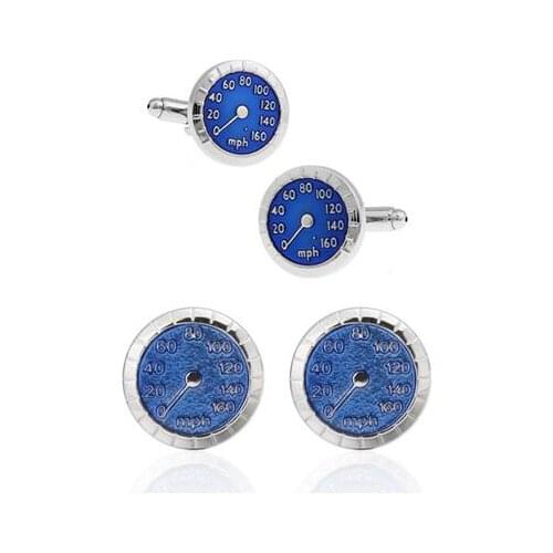 10pairs/lot Blue Enamel Car Speedometer Table Copper Plating Vehicle Speed Meter Cuff Links Mens Jewelry Fashion Gift Wholesale