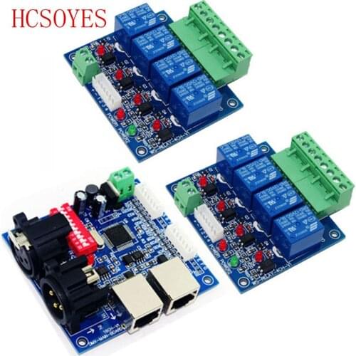 2 pcs 4CH Relay switch dmx512 Controller, 1xDMX512 XRL RJ45, relay output,DMX relay control,4way relay switch(max 10A)