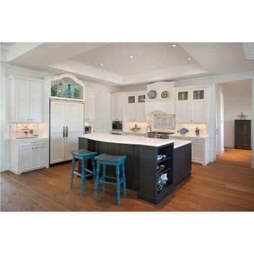 2017 discount solid wood kitchen cabinets customized made traditional wood cabinets white color with island cabinet S1606169