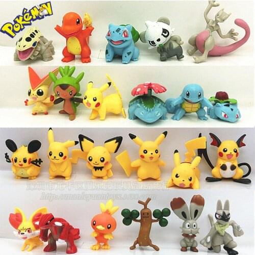 24 PCS Pikachu Figures Pokemon Figure Pvc Movie & TV Model Action Lot Cartoon Pokemoning Doll Toys for Children