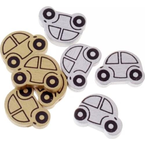 25pcs Wooden Beads Lovely Car Styles Spacer Beading Wood Beads Toys For Baby DIY Crafts Kids Toys & Pacifier Clip 25x18mm