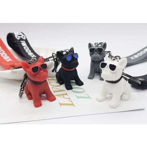 3 pcs Hot style method bulldog key chain cartoon sunglasses dog doll bag pendant doll machine supplies gifts