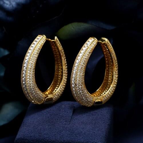 Accking Luxury AAA cubic zirconia micro pave setting big diameter hoop earrings womens accessories, best quality