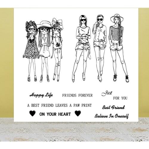 AZSG Best Friend Forever Cutting Dies Clear Stamps For DIY Scrapbooking/Card Making/Album Decorative Silicone Stamp Crafts