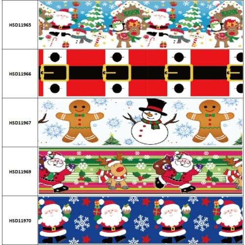 10yard Merry Christmas Snowman Snowflak Colorful Cartoon Grosgrain Ribbon Accessory Hairbow Headwear Decoration DIY 38MM 75MM