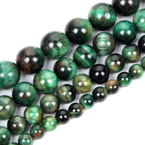 Natural Stone Beads Green tigers eye Round Loose Beads For Jewelry Making Bracelet DIY Accessories Needlework Strand 6-12MM