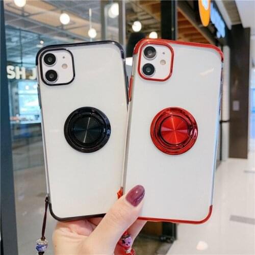 Ring Case For iPhone 12 11 Pro Max XS XR X S 7 8 Plus SE 2020 Mini Shockproof Plating Silicone TPU Soft Phone Back Cover Cases