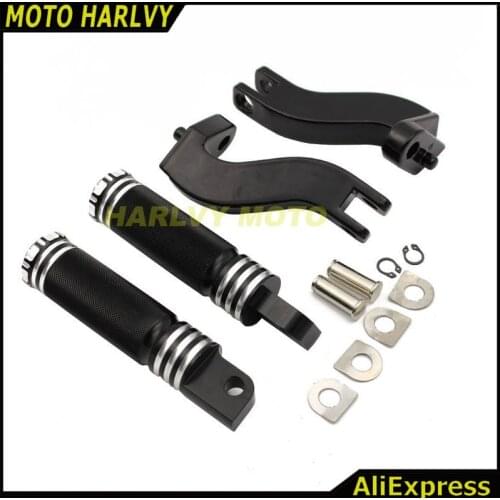 Black Design Foot Pegs Footrest+Passenger Rear Foot Peg Mount Kits For Harley Touring 1993-2016