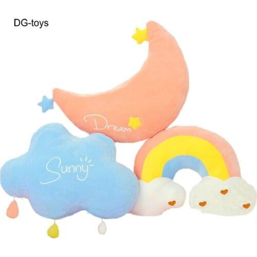 Baby Room Decor Cloud Rainbow Moon Drops Throe pillow Stuffed plush Girly Plushie Rainbow Pillow Sofa Cushion soft gift for girl