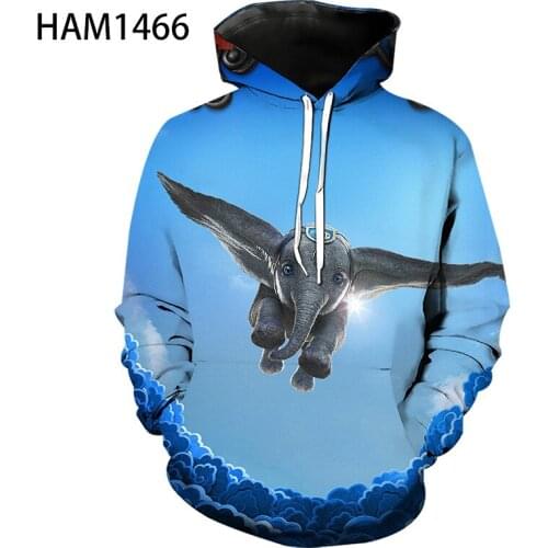 Dumbo New Hoodie in 2021 Summer Pure Cotton 3D Print Original European Style Long Sleeve Childrens Animation Fashion Top