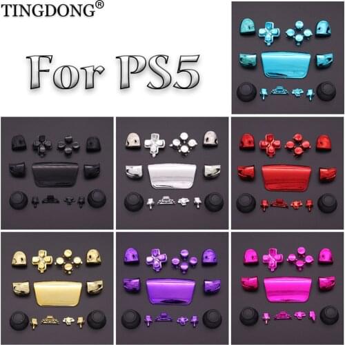 Electroplate D-pad R1 L1 R2 L2 Triggers Share Options Face Buttons Repair Kits with Tool for DualSense 5 PS5 Controller