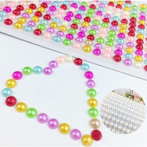 Fashion Sticker 3-10mm DIY Decal Scrapbook Art Acrylic Rhinestone Self Adhesive Flatback Imitation Pearl Bead Sticker