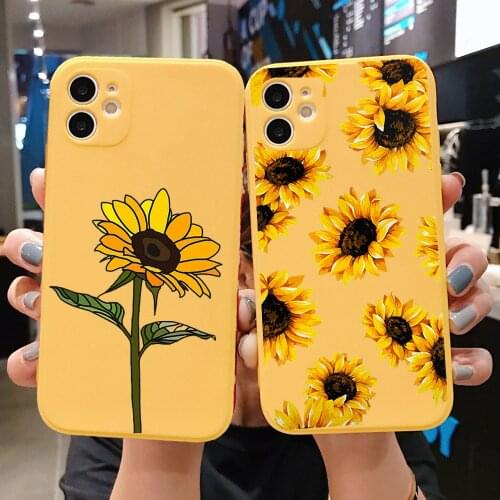PUNQZY Soft TPU Sunflower Case For iPhone 12 11 PRO MAX XR 6 7 8 Plus XR SE2020 Cute Sun flower Anti-fall effect New style Gift