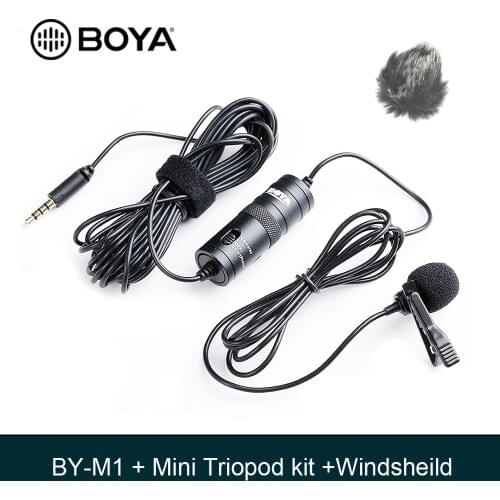BOYA BY-M1 Lavalier Audio Video Microphone Clip-On Condenser Mic Recorder for iPhone X 8 Pkus Canon Nikon DSLR Zoom Camcorder