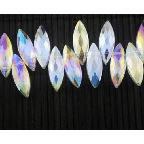 New Arrival 10pcs/lot White AB Color 7x22mm Horse Eye Shape Crystal Beads Favor Popular Jewelry Necklace DIY Accessories Beads