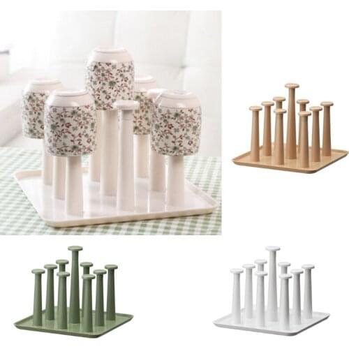 New Home Plastic Glass Cup Rack Water Mug Draining Drying Organizer Drain Holder Stand 9 Cups Home Kitchen Supplies Hot