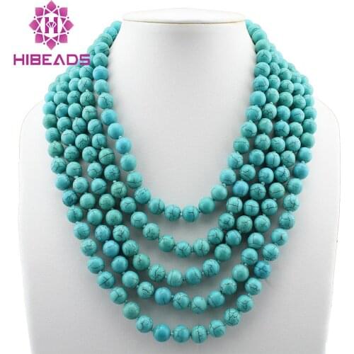 Wholesale 2pcs/lot 8MM Round Beaded Stone Rows Necklace Free Shipping TN059