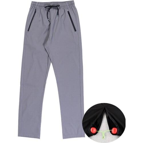 Outdoor Sex Pants For Men Casual Double Zippers Open Croch Sexy Male Clothing Exotic Spring Autumn Winter Trousers Plus Size