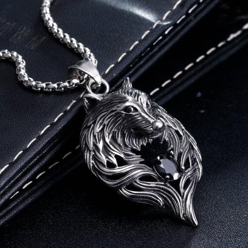 316L Stainless Steel witcher Wolf Charms Pendant Necklace Original Animal Jewelry Biker Jewelry XMAS Gifts