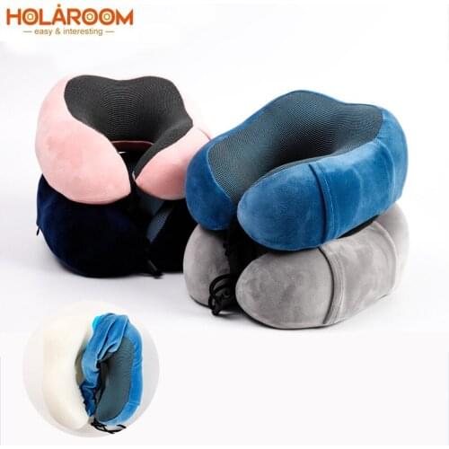 Memory Foam U Shaped Neck Pillows Soft Slow Rebound Space Travel Pillow Neck Healthcare Airplane Travel Headrest Unisex Cushion