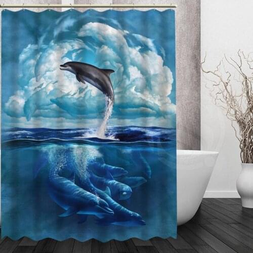 Custom Bath curtain Waterproof Modern dolphin Shower Curtain polyester Bath screens Personalized