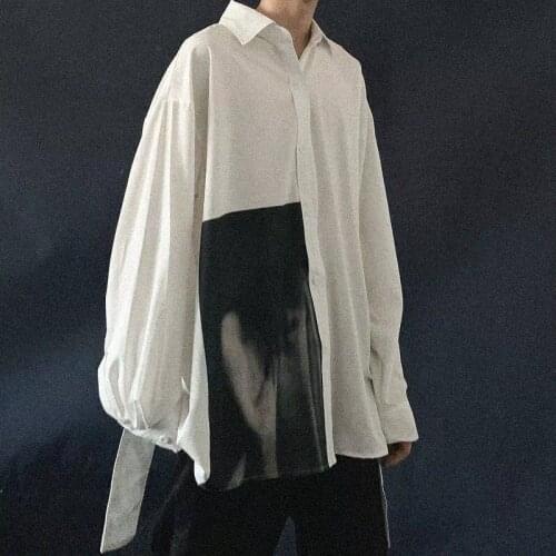 Oversize Men Shirt For Men Long Sleeve Retro White Shirts Male Korean Hip Hop Tops Fashion High Street Autumn Harajuku Shirt Men