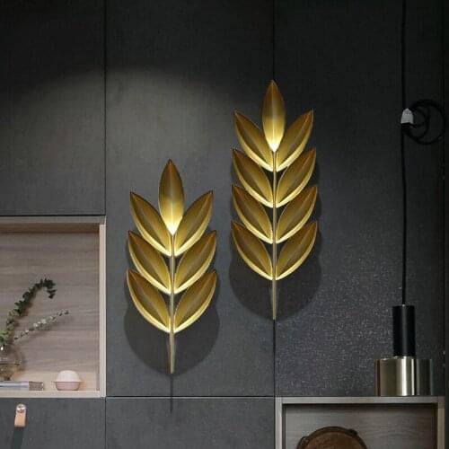 Light Luxury Home Wall Decoration Pendant Porch Aisle Branchleaf Type Handmade Wrought Iron Decoration Creative Golden Hanging