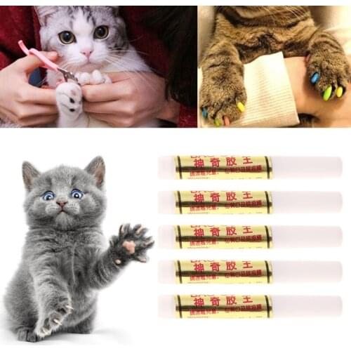 T84E 5Pcs Pet Dog Cat Nail Protector Claw Paws Covers Gel Adhesive Glue